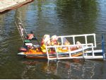 Launching the Atlantic class RIB lifeboat from the trailer.